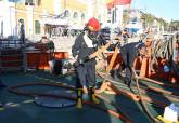 Ejercicio de emergencia en puerto y auxilio exterior de los buques de la Armada en Arsenal de Cartagena con el apoyo de los Bomberos de Cartagena y Emergencias Sanitarias 061