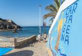 Entrega y colocacin de Banderas Azules en la playa de Cala Cortina, Cartagena. 