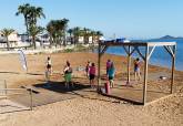Deporte en las playas de Cartagena, verano 2024. Ponte en forma en agosto practicando gratis aquagym, pilates, yoga, aerbic o gimnasia en 14 playas de Cartagena .