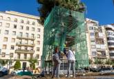 Trabajos de limpieza y consolidacin del monumento de Cristbal Coln en la Muralla de Carlos III
