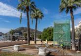 Trabajos de limpieza y consolidacin del monumento de Cristbal Coln en la Muralla de Carlos III