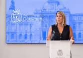 La alcaldesa, Noelia Arroyo, durante sus declaraciones a los medios de comunicaci�n