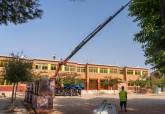 Visita a las obras de renovaci�n de pistas deportivas en el colegio Vicente Medina de Los Dolores