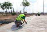 Visita a las obras de renovaci�n de pistas deportivas en el colegio Vicente Medina de Los Dolores