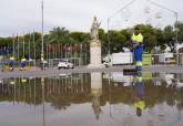 Brigadas de limpieza en aleda�os campamento festero.