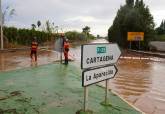 Aviso rojo lluvias en Cartagena. 2 octubre 2026. Intervenci�n de Bomberos junto Cruce de las Ca�as.