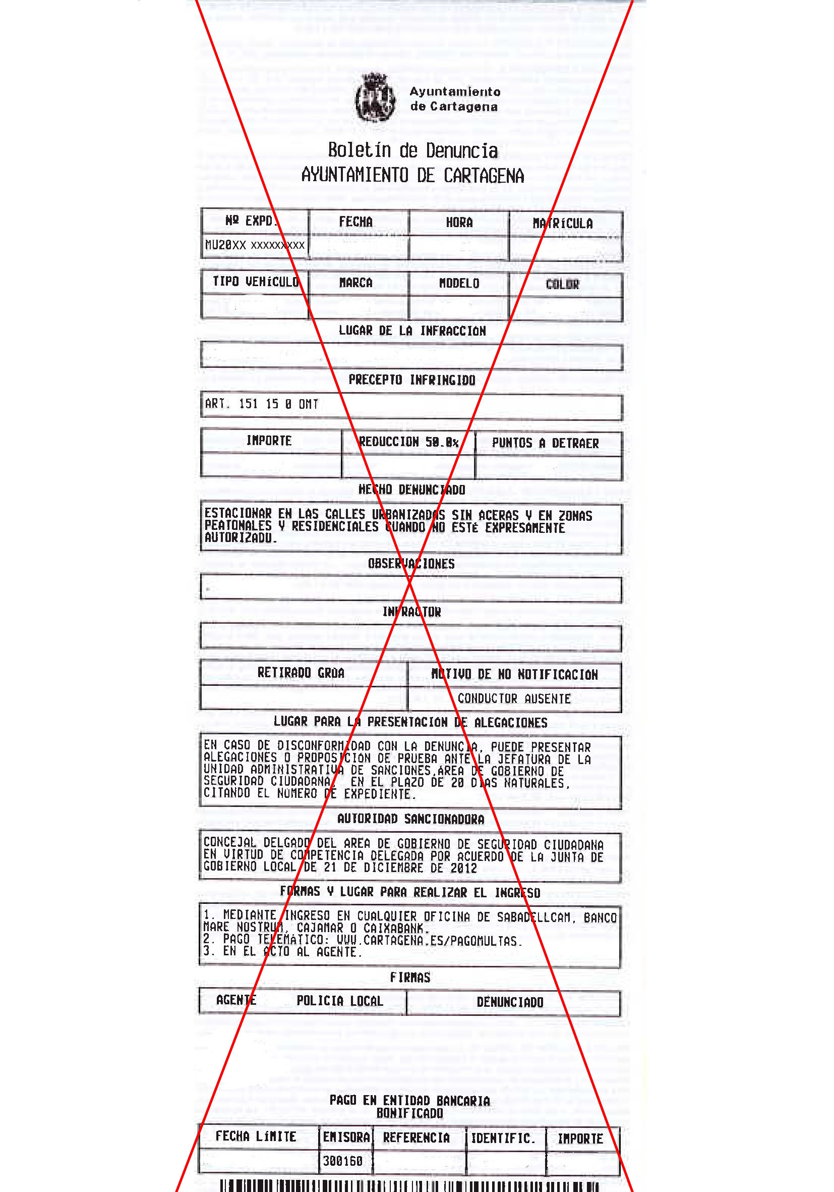 Boletn de denuncia NO VLIDO